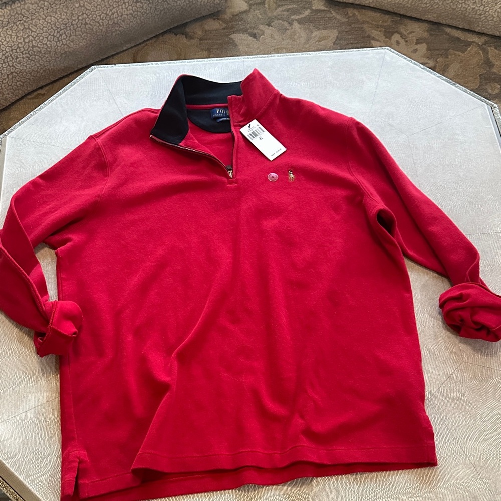Ralph Lauren Red Quarter-Zip Sweatshirt